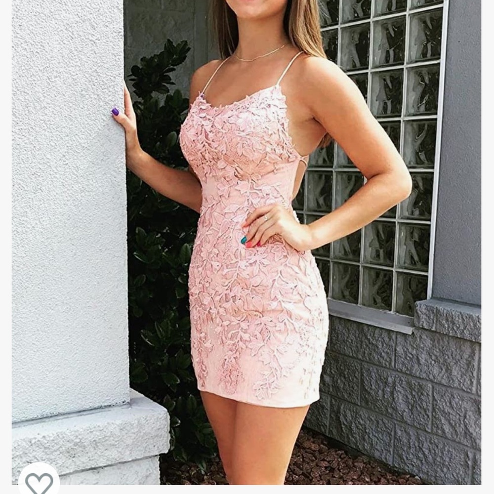 MOZHETE Women's Lace Appliques Short Homecoming Dress